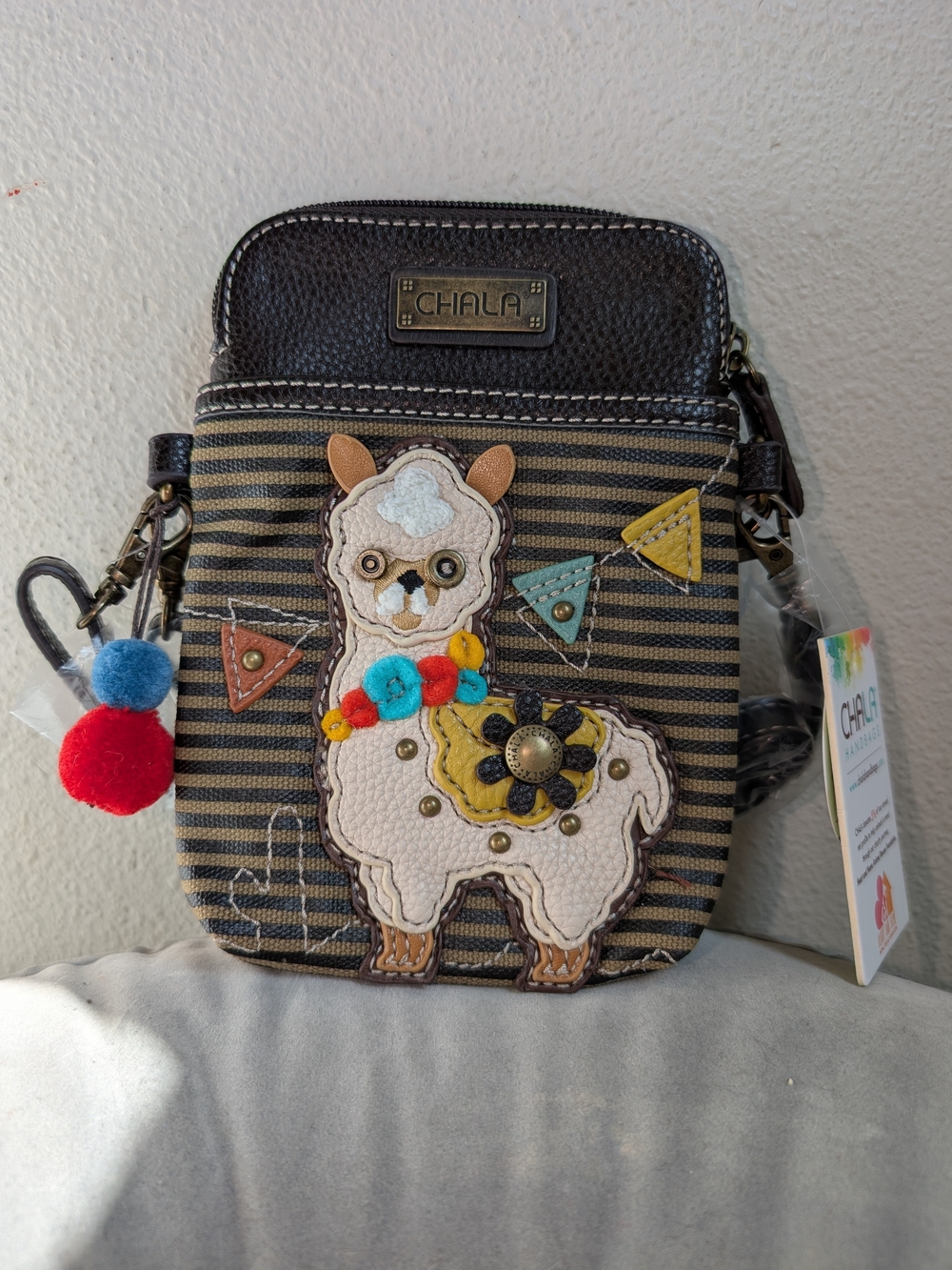 NWT Chala Cellphone Xbody - Llama (Olive Stripe)